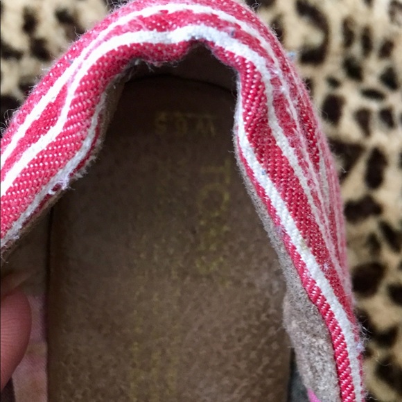 Toms Red/White Stripe peep toe espadrilles 6.5M - Picture 3 of 5